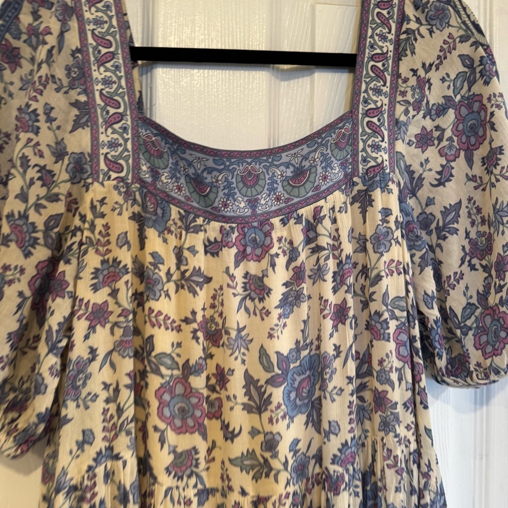 Spell And The Gypsy Collective Floral Puff  Sleeve Maxi Dress Blue Size S Boho - Picture 14 of 16